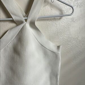 Elegant White Ribbed Dress